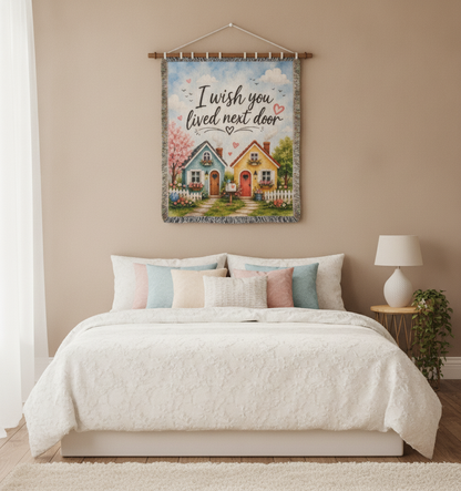 I Wish You Lived Next Door Blanket | Long Distance Friendship Gift, Best Friend Gift, Neighbor Gift, Sister Gift, Thinking of You Blanket
