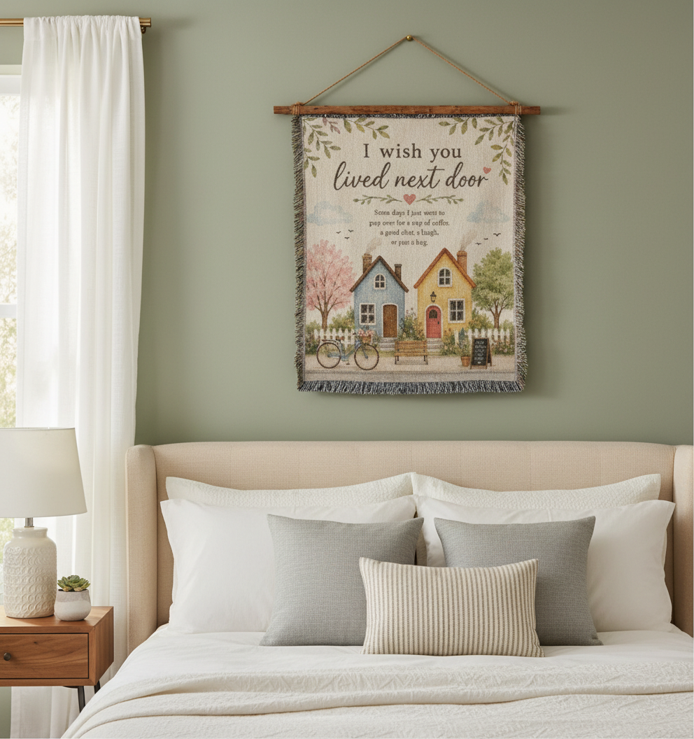 I Wish You Lived Next Door – Friendship Blanket for Best Friend | Long Distance Friend Gift & Neighbor Keepsake