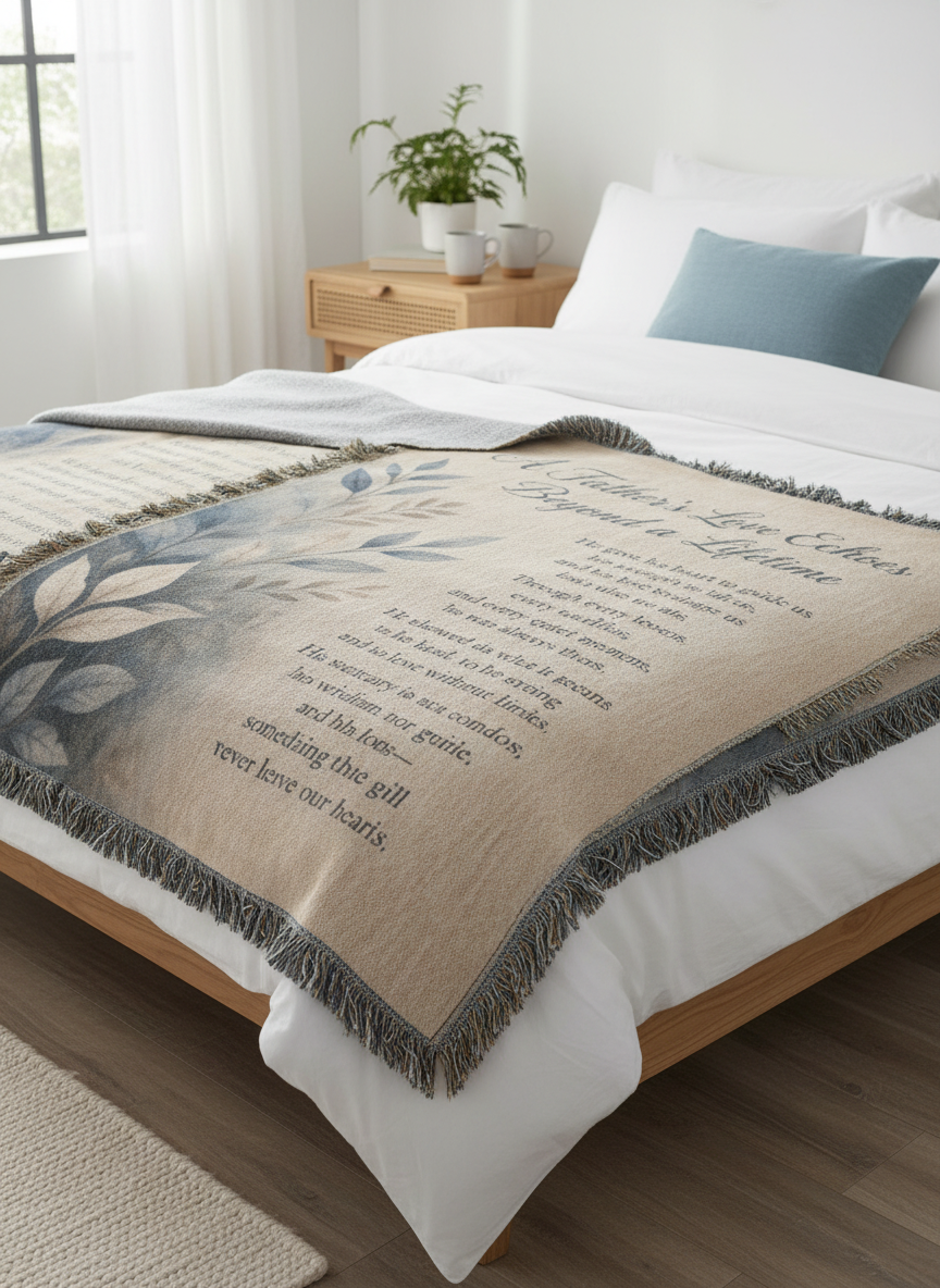 A Father's Love Echoes Beyond a Lifetime | Memorial Gift for Dad | Remembrance Blanket