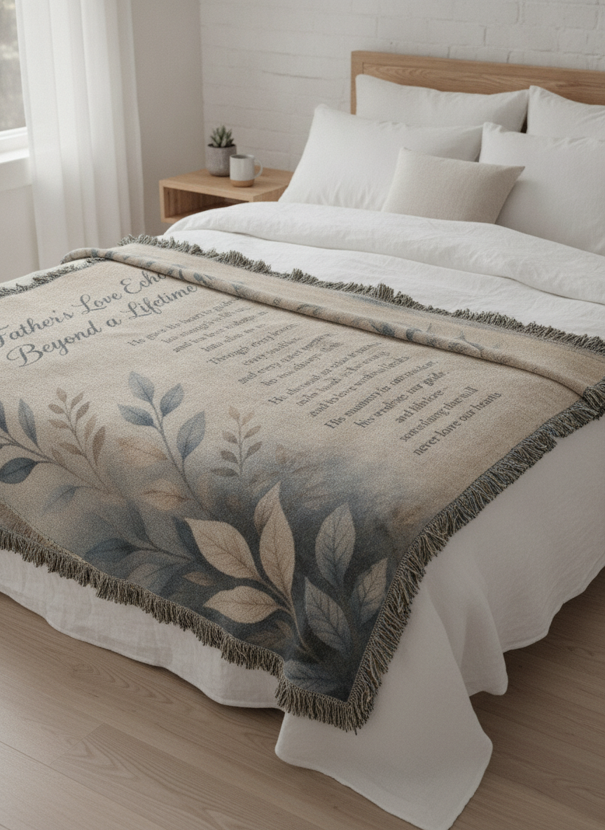 A Father's Love Echoes Beyond a Lifetime | Memorial Gift for Dad | Remembrance Blanket
