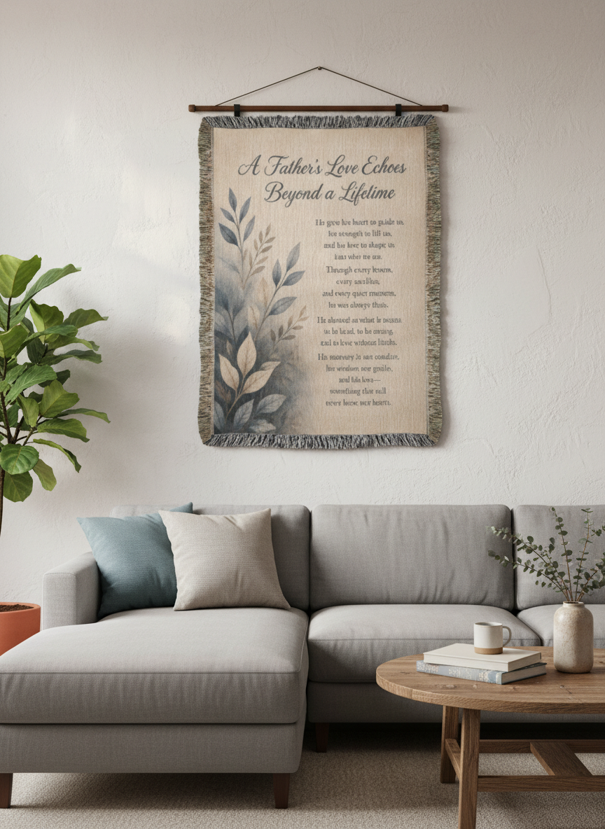 A Father's Love Echoes Beyond a Lifetime | Memorial Gift for Dad | Remembrance Blanket