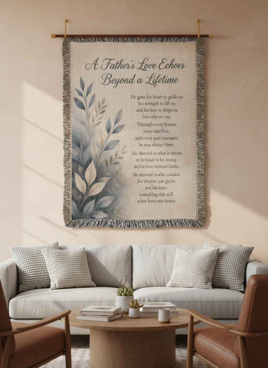 A Father's Love Echoes Beyond a Lifetime | Memorial Gift for Dad | Remembrance Blanket