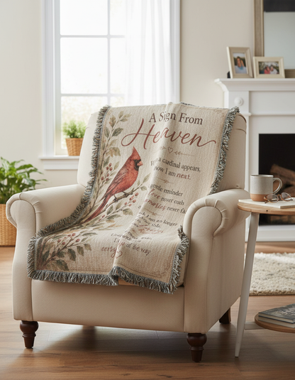 A Sign From Heaven Cardinal Memorial Blanket | Sympathy Gift for Loss of Loved One | Remembrance Throw