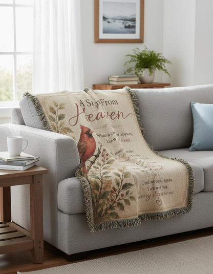 A Sign From Heaven Cardinal Memorial Blanket | Sympathy Gift for Loss of Loved One | Remembrance Throw