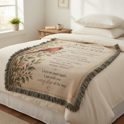 A Sign From Heaven Cardinal Memorial Blanket | Sympathy Gift for Loss of Loved One | Remembrance Throw