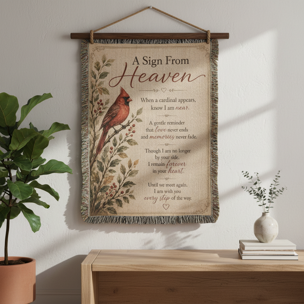 A Sign From Heaven Cardinal Memorial Blanket | Sympathy Gift for Loss of Loved One | Remembrance Throw