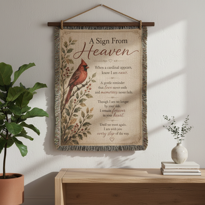 A Sign From Heaven Cardinal Memorial Blanket | Sympathy Gift for Loss of Loved One | Remembrance Throw