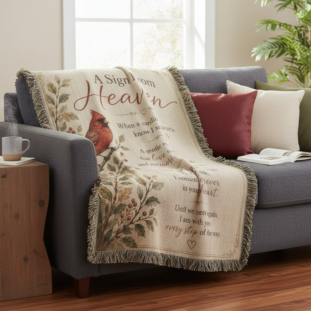 A Sign From Heaven Cardinal Memorial Blanket | Sympathy Gift for Loss of Loved One | Remembrance Throw