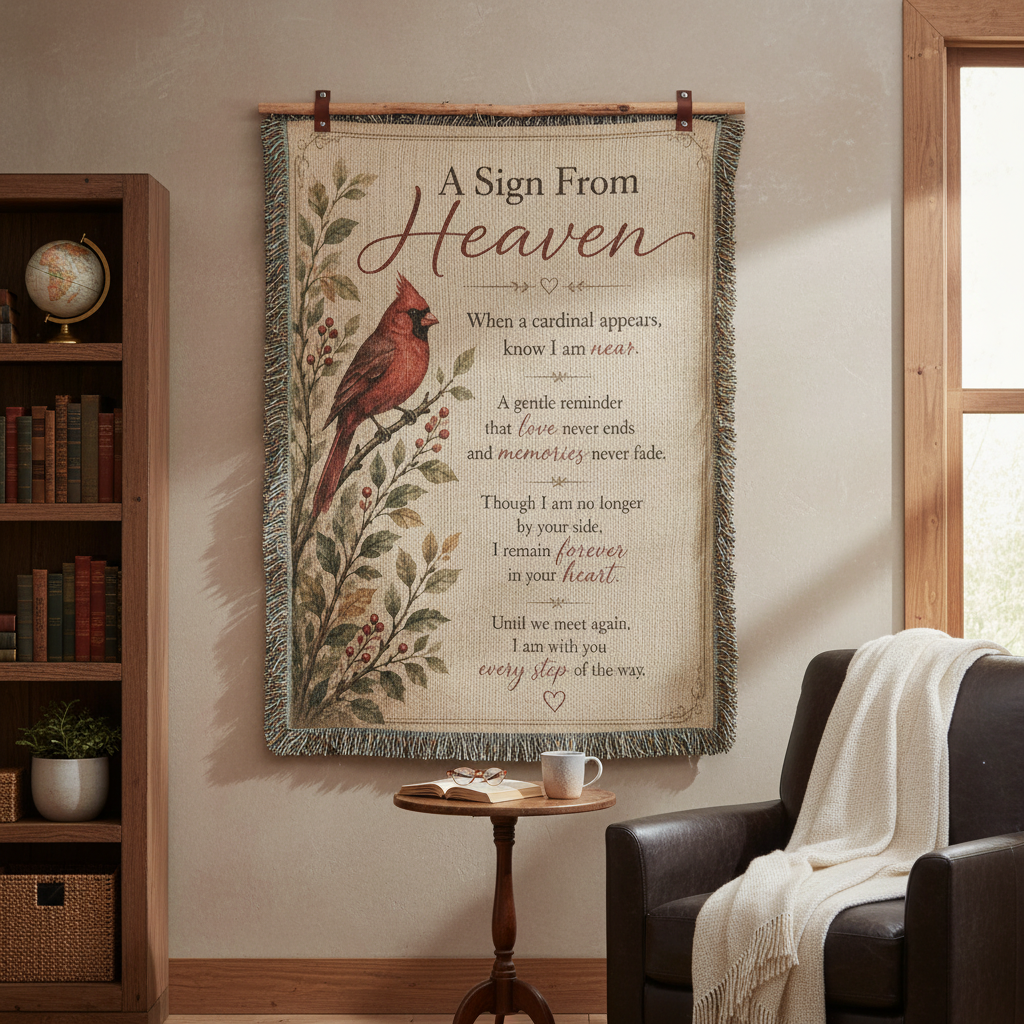 A Sign From Heaven Cardinal Memorial Blanket | Sympathy Gift for Loss of Loved One | Remembrance Throw