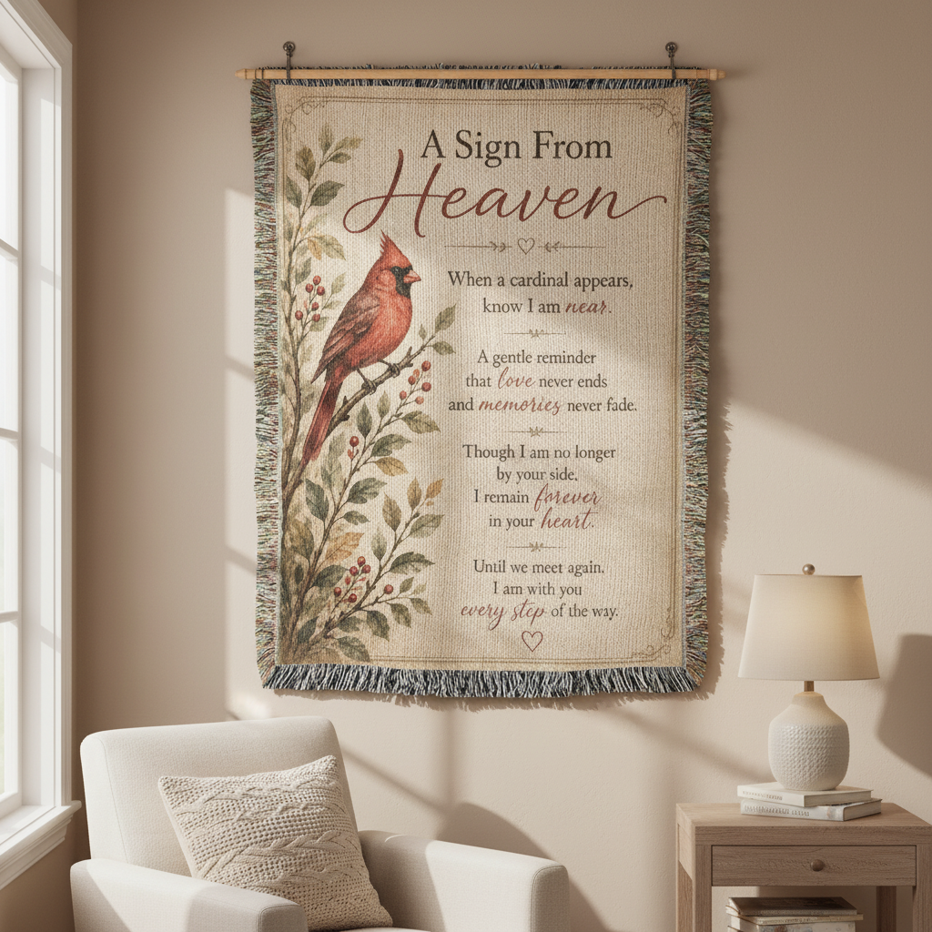 A Sign From Heaven Cardinal Memorial Blanket | Sympathy Gift for Loss of Loved One | Remembrance Throw