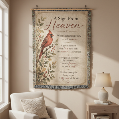 A Sign From Heaven Cardinal Memorial Blanket | Sympathy Gift for Loss of Loved One | Remembrance Throw