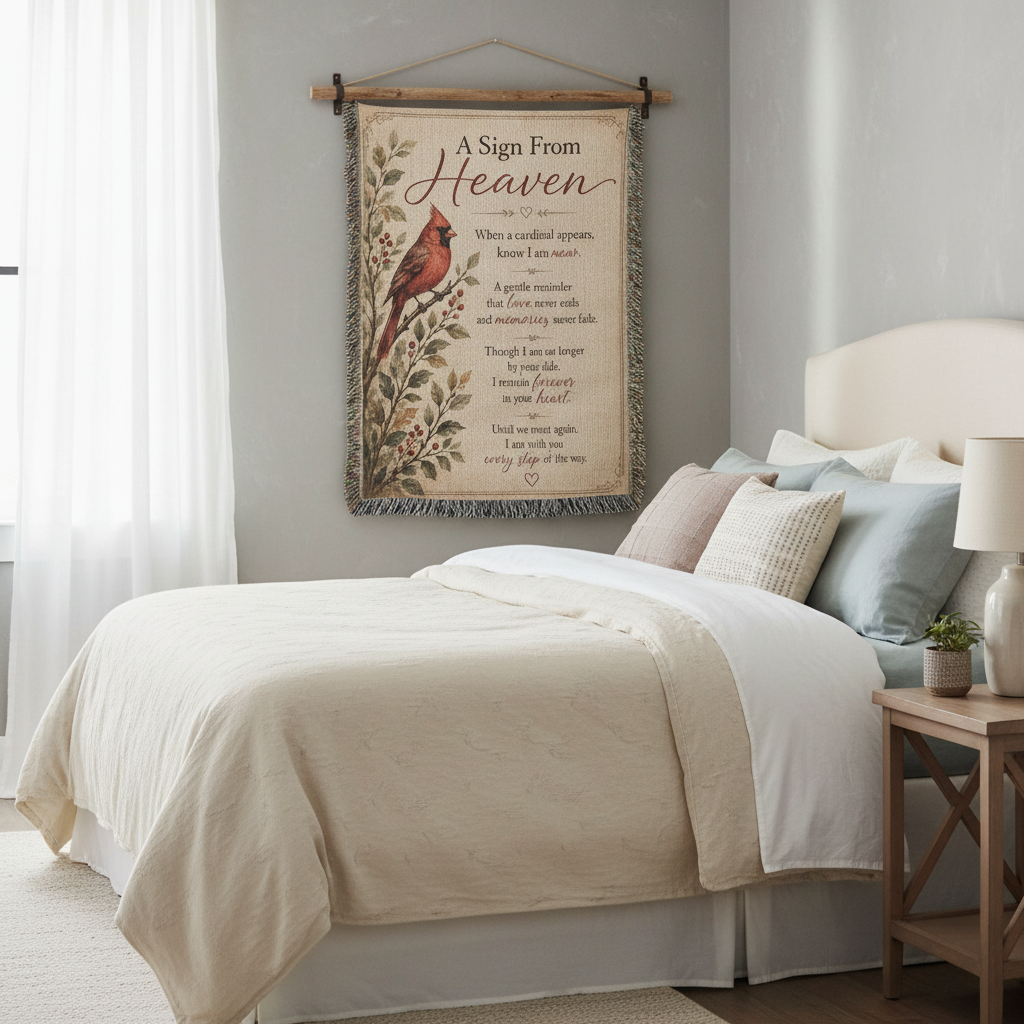 A Sign From Heaven Cardinal Memorial Blanket | Sympathy Gift for Loss of Loved One | Remembrance Throw