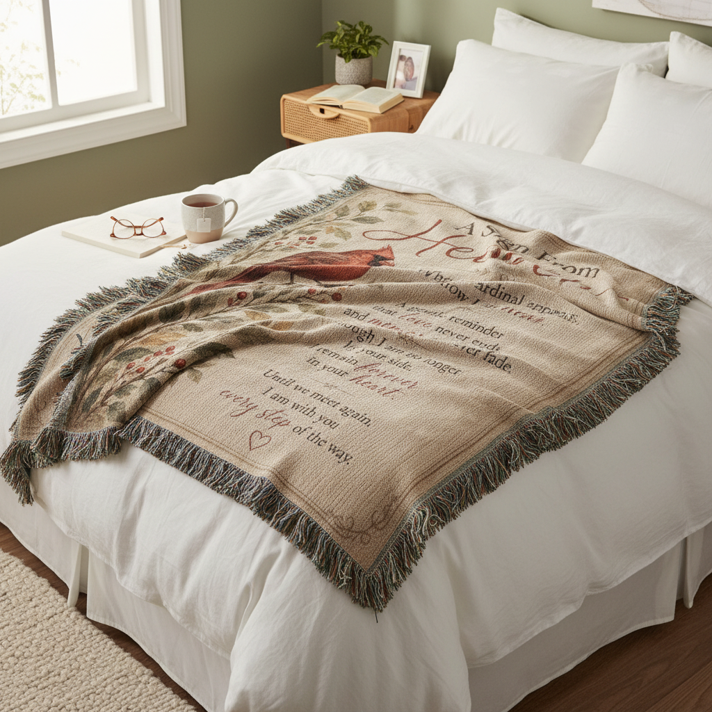 A Sign From Heaven Cardinal Memorial Blanket | Sympathy Gift for Loss of Loved One | Remembrance Throw
