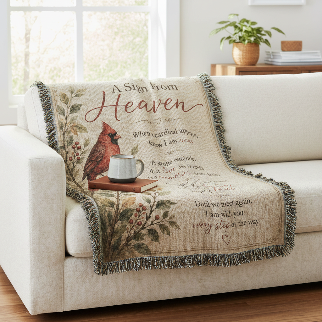 A Sign From Heaven Cardinal Memorial Blanket | Sympathy Gift for Loss of Loved One | Remembrance Throw