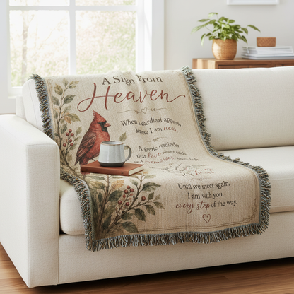 A Sign From Heaven Cardinal Memorial Blanket | Sympathy Gift for Loss of Loved One | Remembrance Throw
