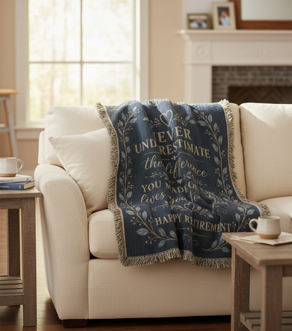 Retirement Gift Blanket | Never Underestimate the Difference You Made | Retirement Keepsake Throw