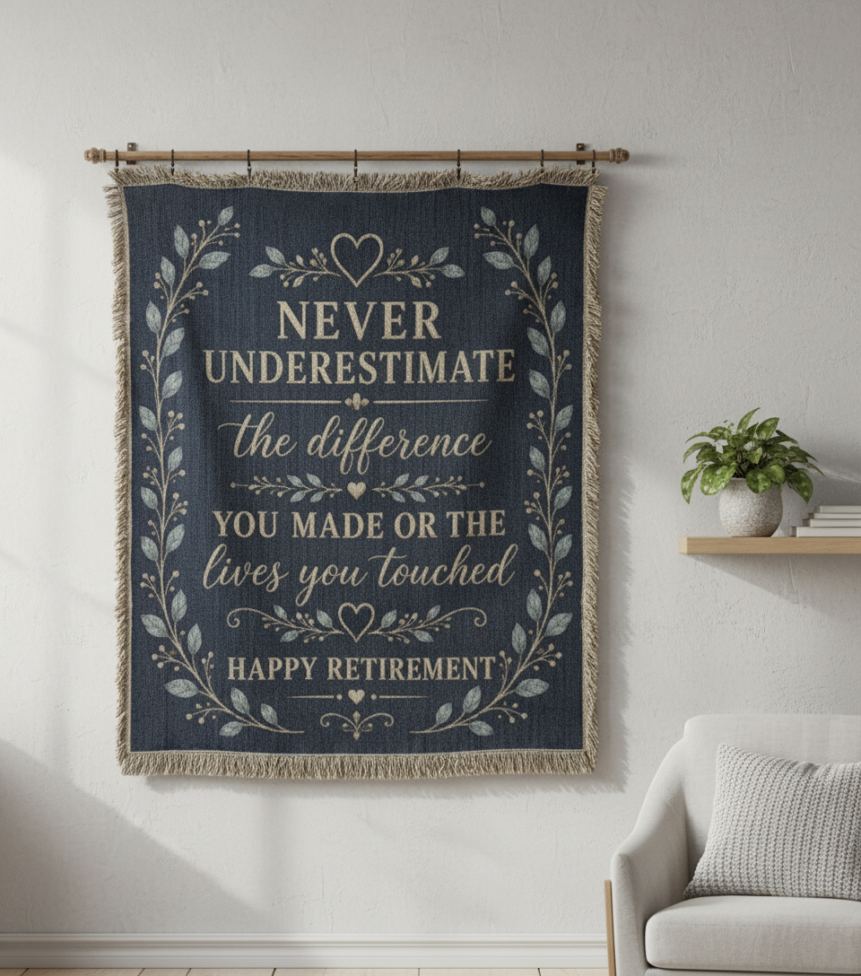 Retirement Gift Blanket | Never Underestimate the Difference You Made | Retirement Keepsake Throw