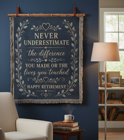 Retirement Gift Blanket | Never Underestimate the Difference You Made | Retirement Keepsake Throw