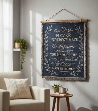 Retirement Gift Blanket | Never Underestimate the Difference You Made | Retirement Keepsake Throw
