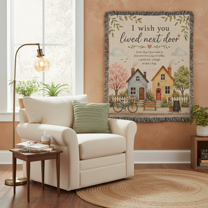 I Wish You Lived Next Door Woven Blanket | Best Friend Gift