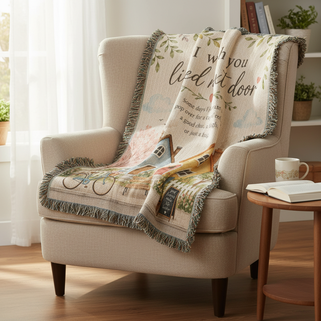 I Wish You Lived Next Door Woven Blanket | Best Friend Gift
