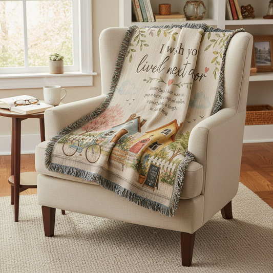 I Wish You Lived Next Door Woven Blanket | Best Friend Gift