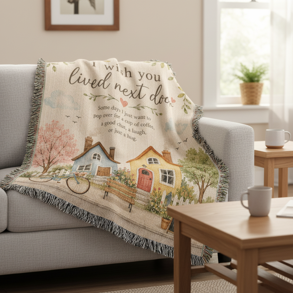 I Wish You Lived Next Door Woven Blanket | Best Friend Gift