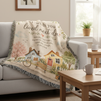 I Wish You Lived Next Door Woven Blanket | Best Friend Gift