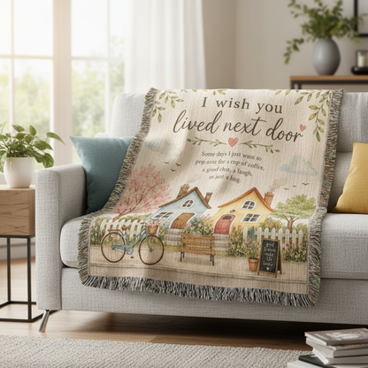 I Wish You Lived Next Door Woven Blanket | Best Friend Gift