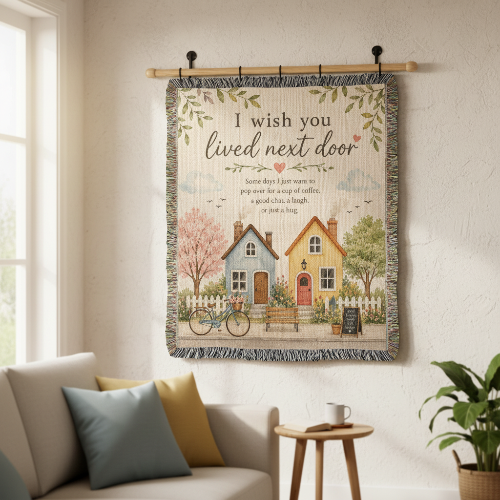 I Wish You Lived Next Door Woven Blanket | Best Friend Gift