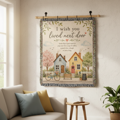 I Wish You Lived Next Door Woven Blanket | Best Friend Gift