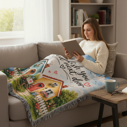 I Wish You Lived Next Door Woven Blanket | Friendship Gift