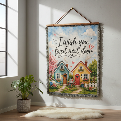 I Wish You Lived Next Door Woven Blanket | Friendship Gift