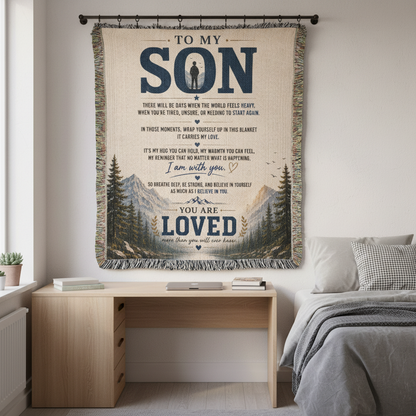 To My Son Woven Blanket | You Are Loved Gift