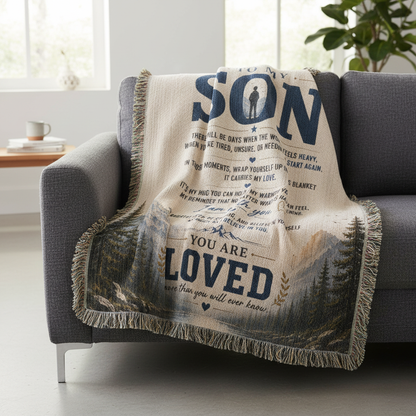 To My Son Woven Blanket | You Are Loved Gift