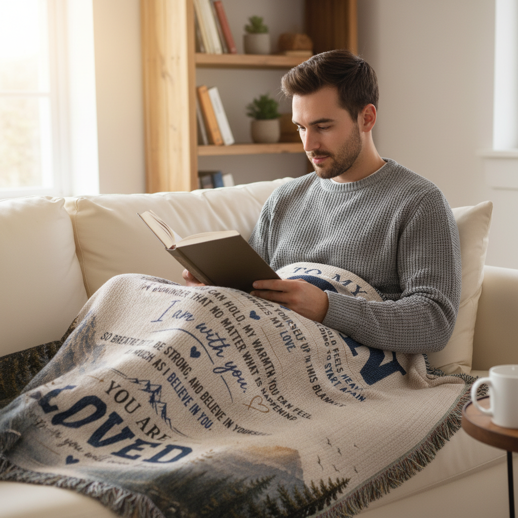 To My Son Woven Blanket | You Are Loved Gift