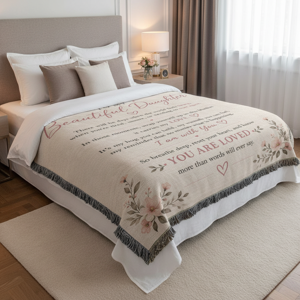 To My Beautiful Daughter Woven Blanket | Gift from Mom or Dad