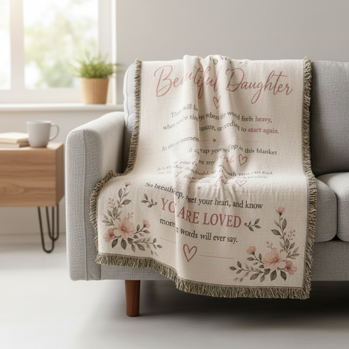 To My Beautiful Daughter Woven Blanket | Gift from Mom or Dad