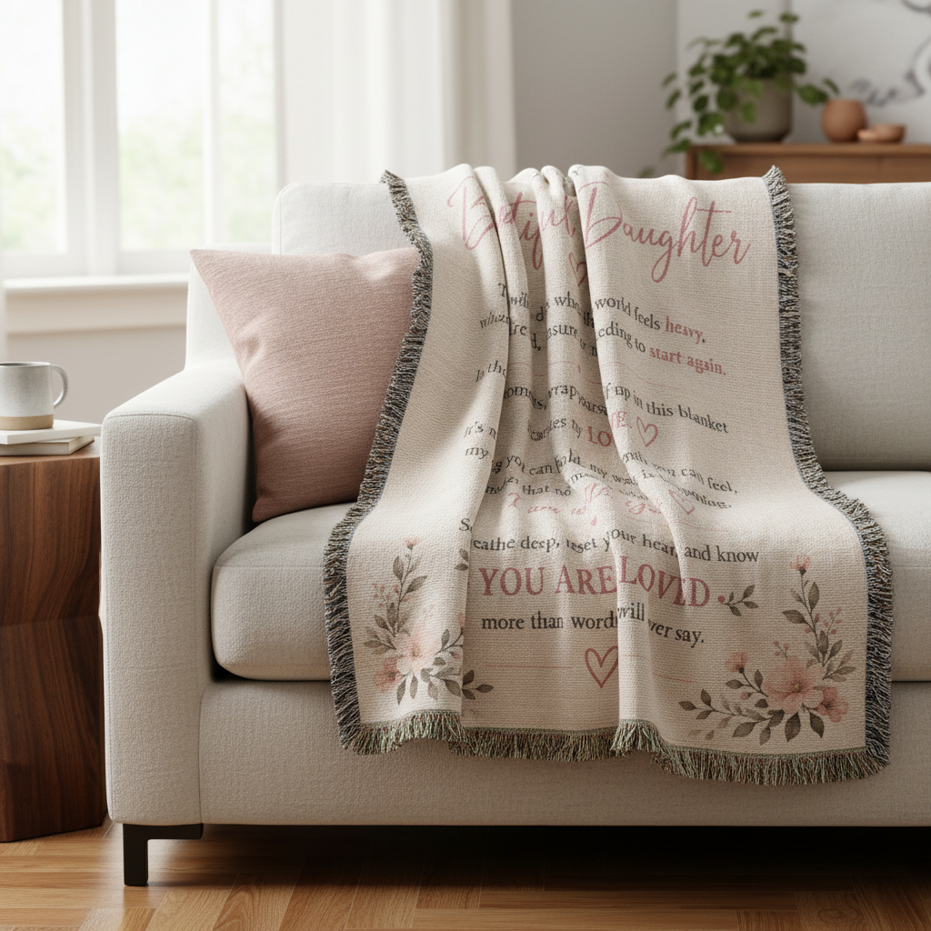 To My Beautiful Daughter Woven Blanket | Gift from Mom or Dad