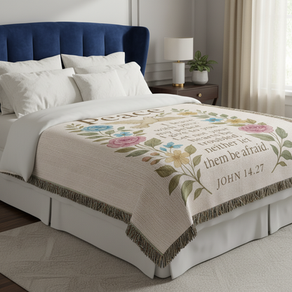 Peace I Leave With You Woven Blanket | John 14:27 Gift