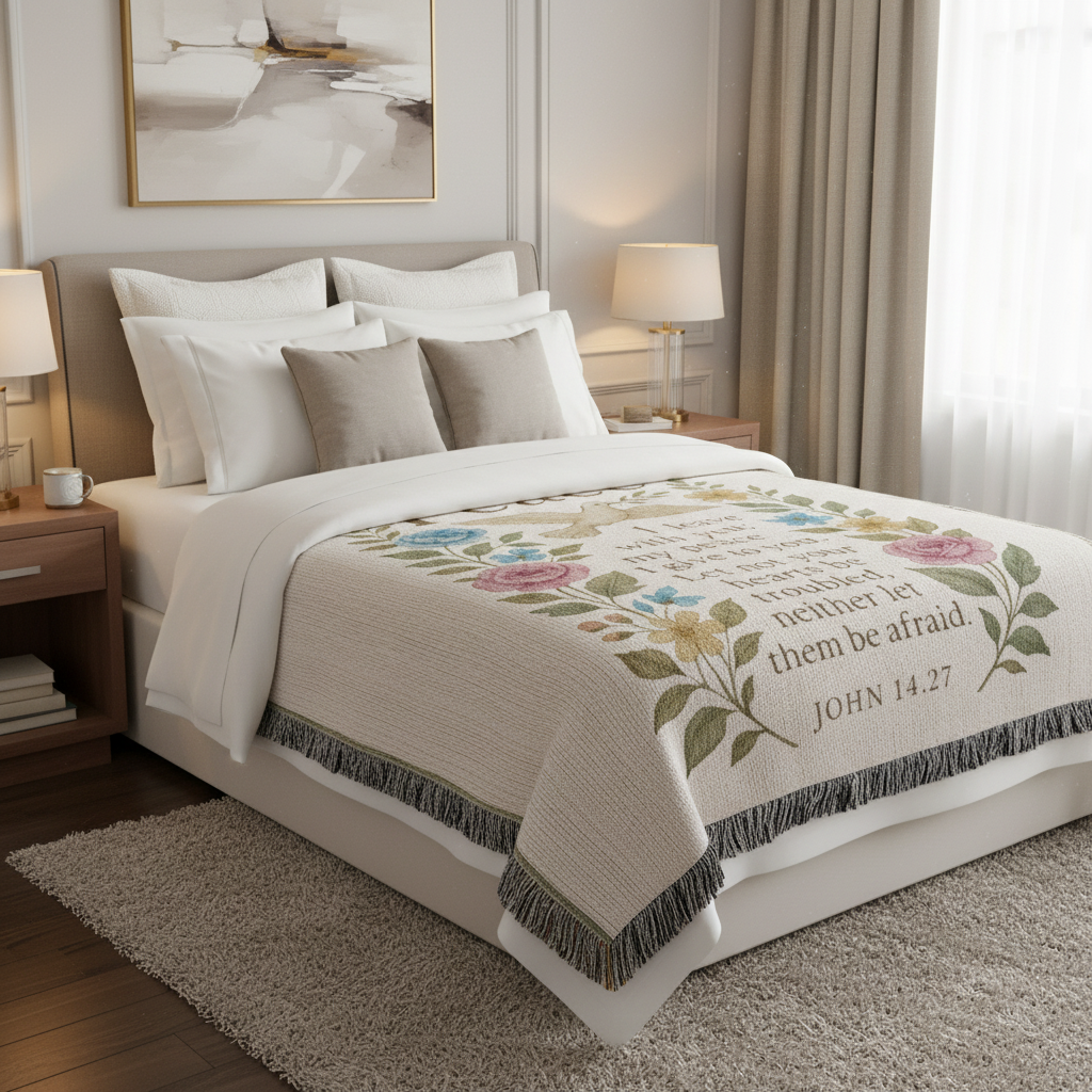 Peace I Leave With You Woven Blanket | John 14:27 Gift