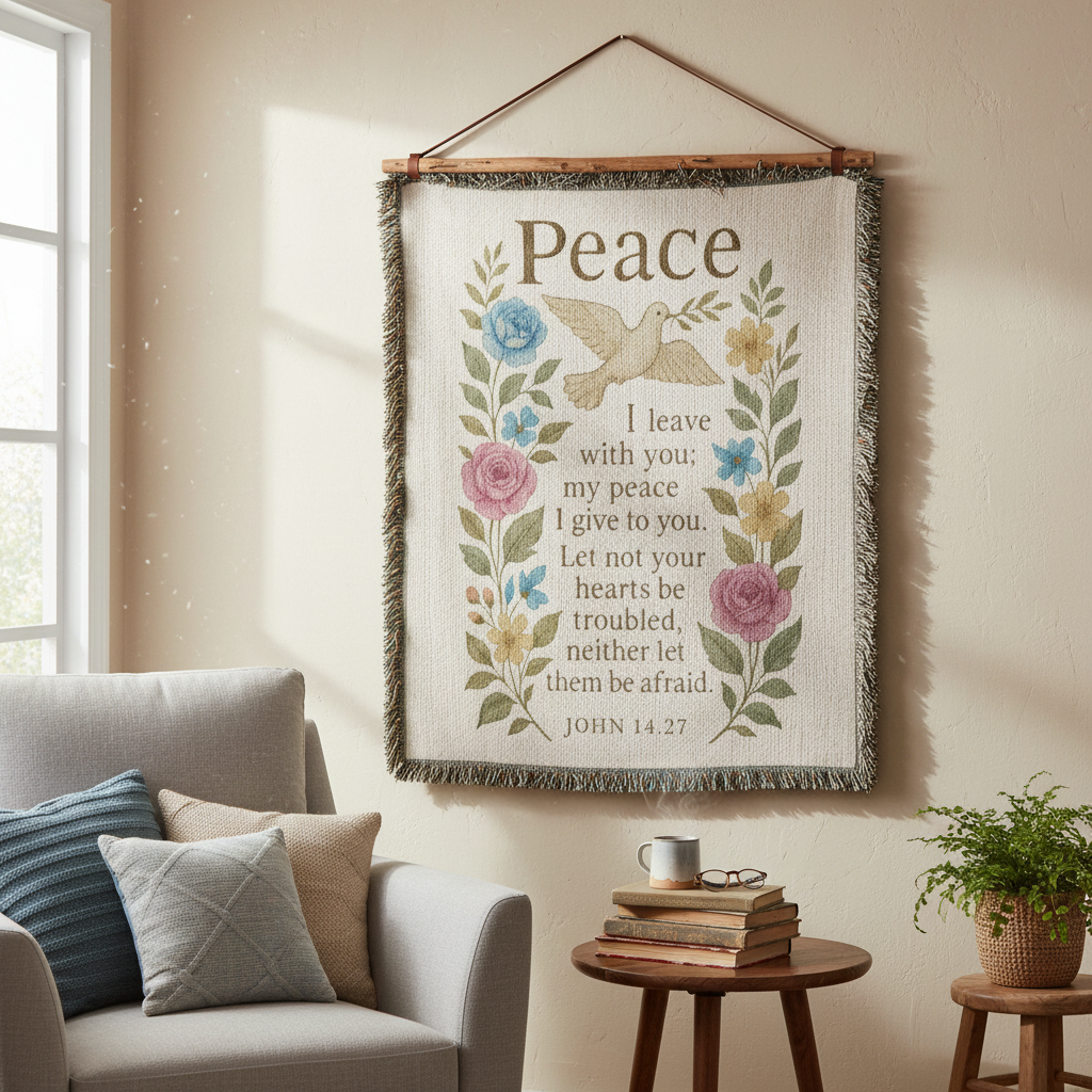 Peace I Leave With You Woven Blanket | John 14:27 Gift