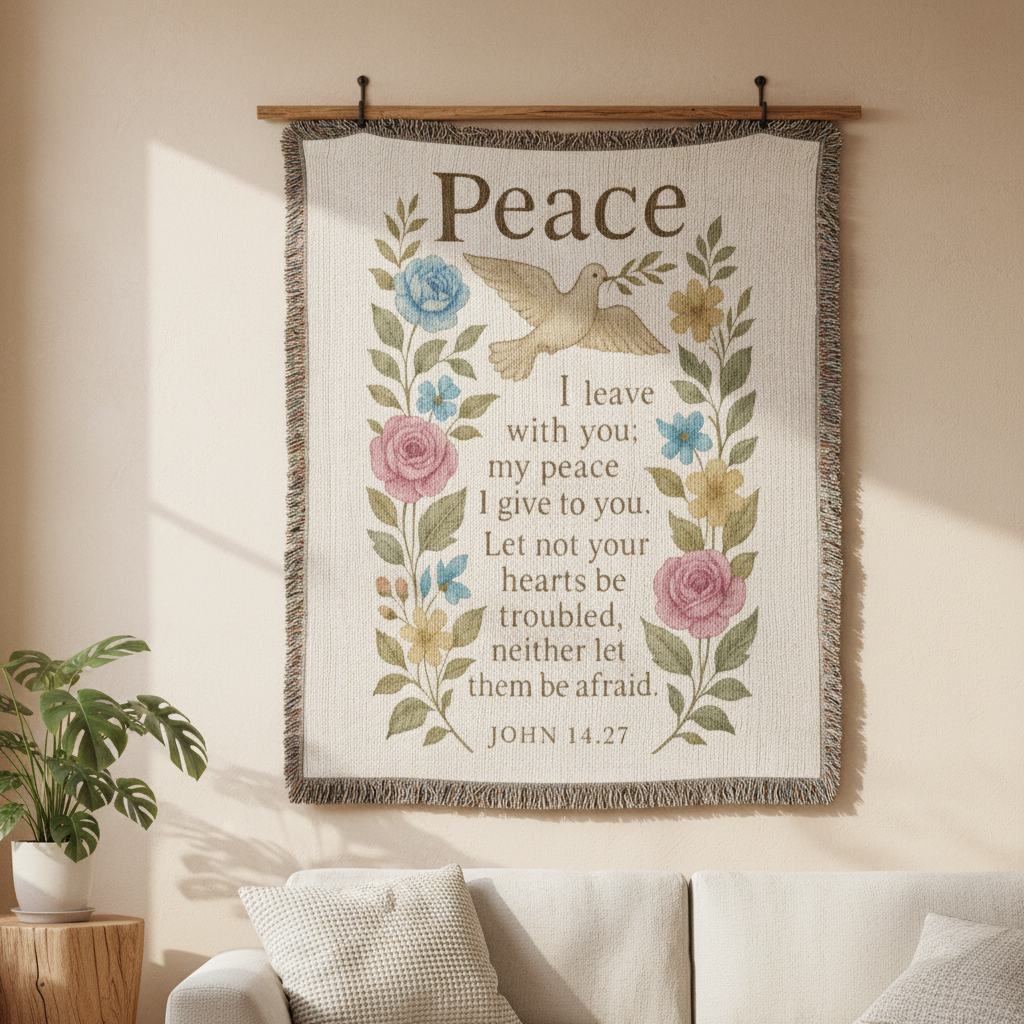 Peace I Leave With You Woven Blanket | John 14:27 Gift