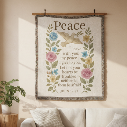 Peace I Leave With You Woven Blanket | John 14:27 Gift