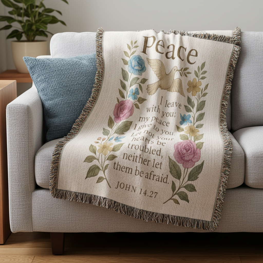 Peace I Leave With You Woven Blanket | John 14:27 Gift