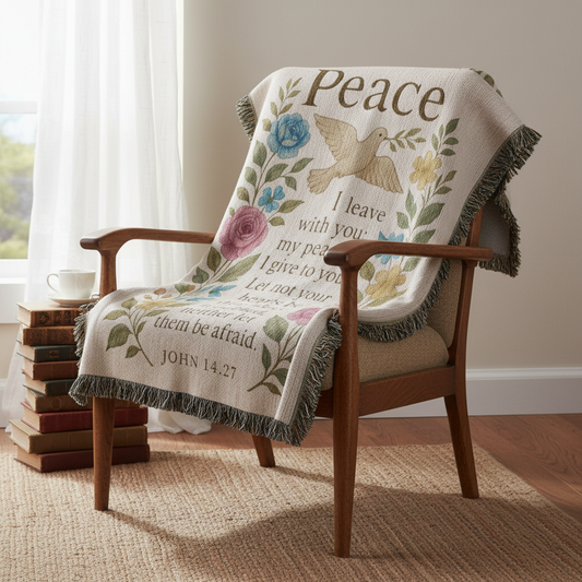 Peace I Leave With You Woven Blanket | John 14:27 Gift