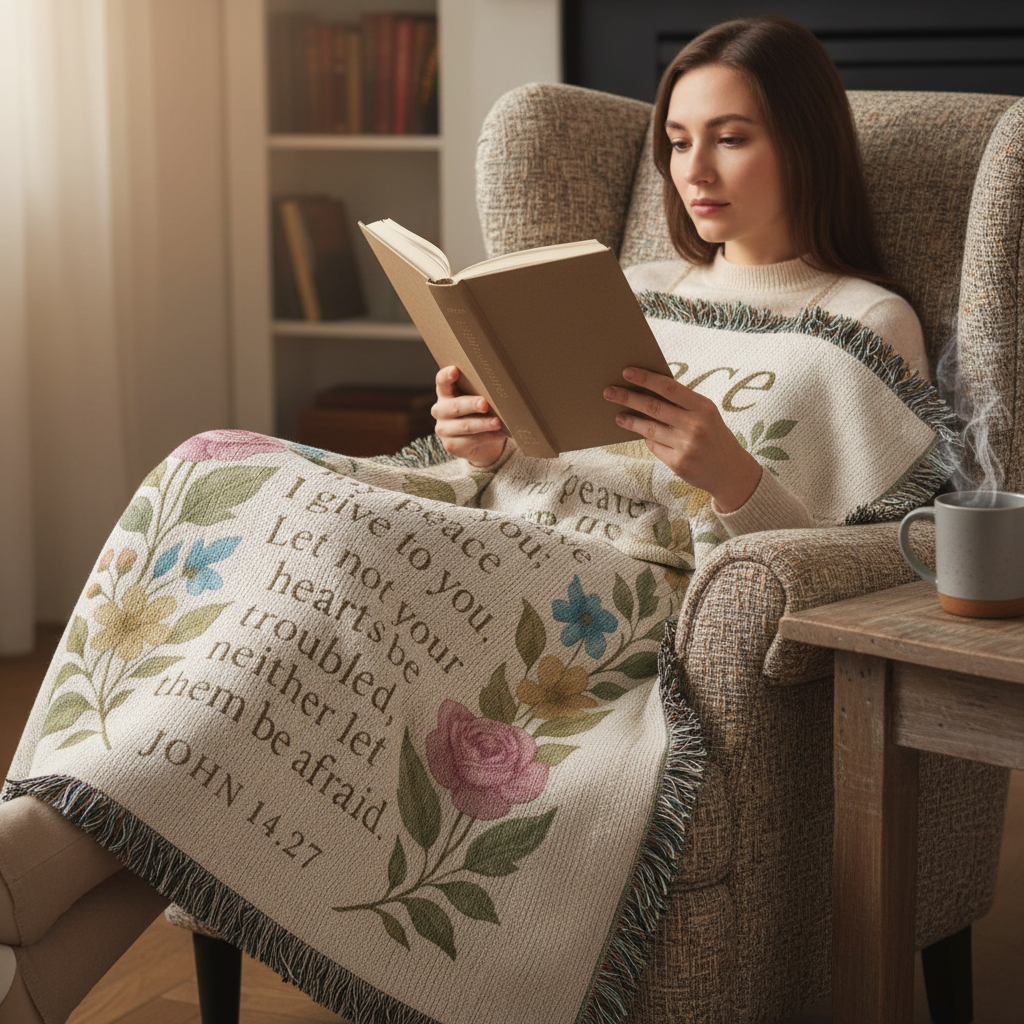 Peace I Leave With You Woven Blanket | John 14:27 Gift