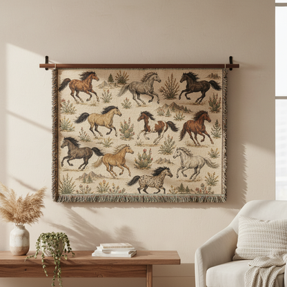 Wild Spirit Horse Woven Blanket | Western Ranch Throw
