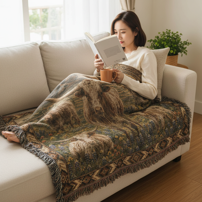 Texas Longhorn Woven Blanket | Western Ranch Throw