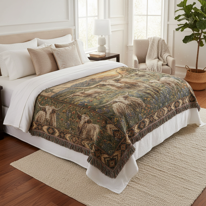 Texas Longhorn Woven Blanket | Western Ranch Throw